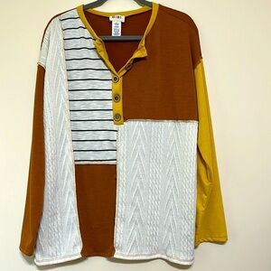Bibi mixed media long sleeve top size Large